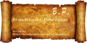 Brandeiszki Patrícius névjegykártya